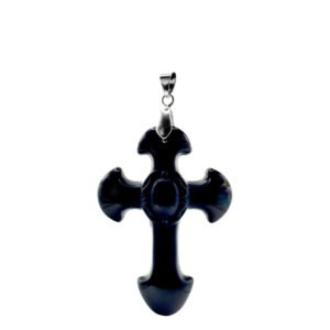 Pendentif croix Obsidienne noire