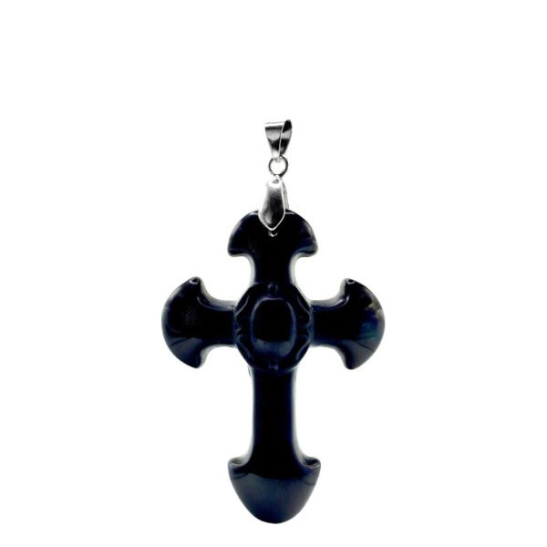 Pendentif croix Obsidienne noire