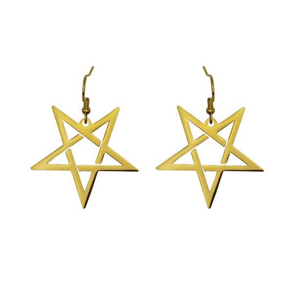 Boucles d'oreilles pentagramme inversé dorées