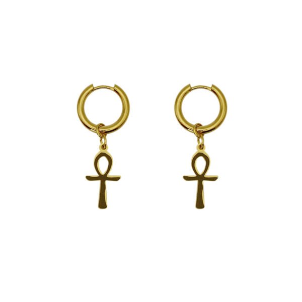 Boucles d'oreilles croix de Ankh dorées